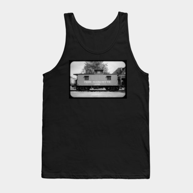 Lone Caboose in Black and White Tank Top by Enzwell